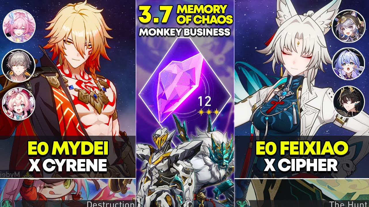 E0 Mydei x Cyrene & E0 Feixiao x Cipher | Memory of Chaos 12 | Honkai Star Rail 3.7