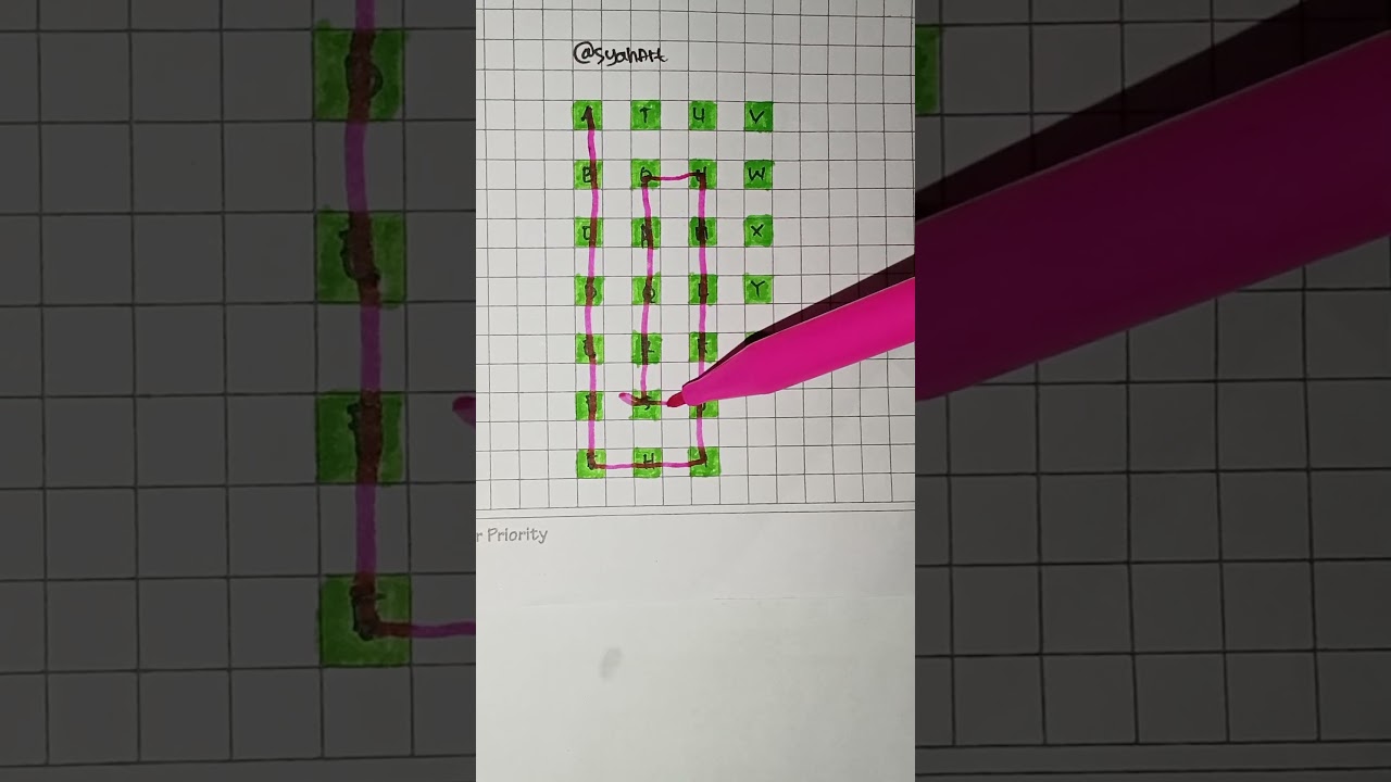 Draw A Checkered path with alphabet 