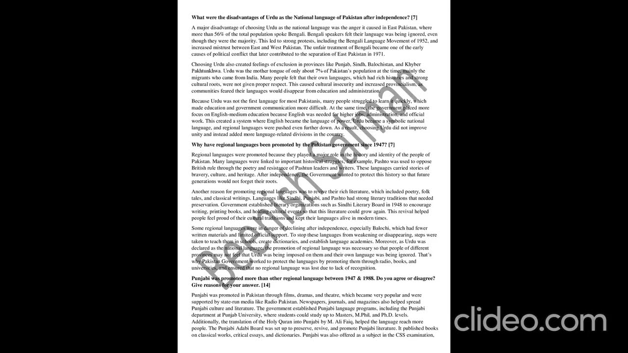 Languages Unit 5 | Cambridge Pakistan Studies Notes