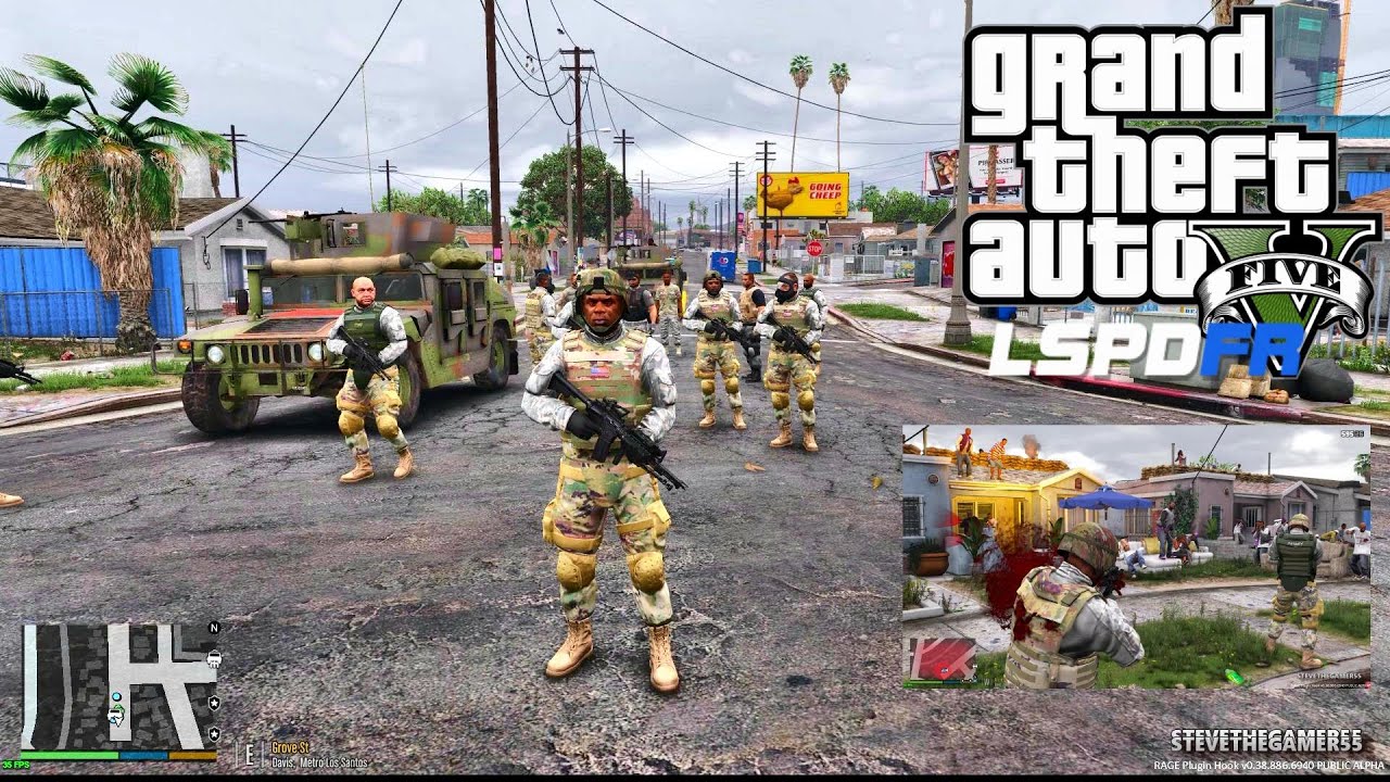 GTA 5 LSPDFR 0.3.1 - EPiSODE 81 - LET'S BE COPS - MILITARY PATROL (GTA 5 PC POLICE MODS) GROVE ST