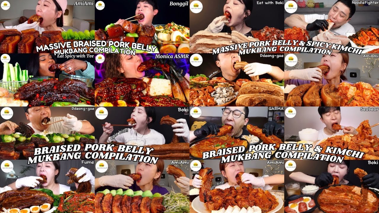 ASMR | 1 HOUR BEST BRAISED PORK BELLY VS KIMCHI PORK BELLY MUKBANG COMPILATION |