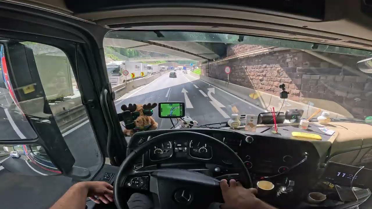 POV truck driving.Amazing Alps. Sveden-Italy part2