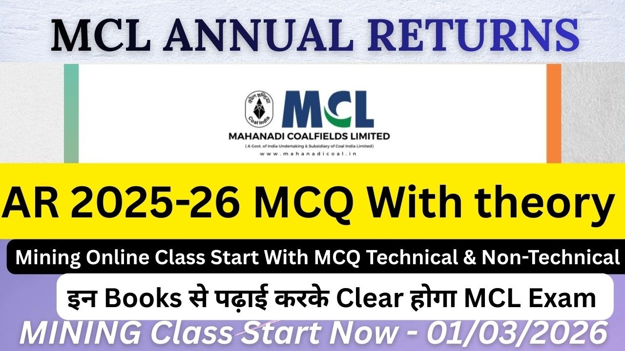 MCL ANNUAL RETURNS 2025-26 Theory With MCQ  AR-MCL Mahanadi Coalfield Limited! Important For MS!OM