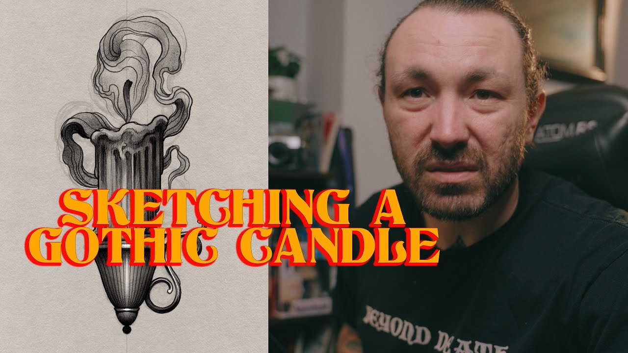 Drawing a candle in PROCREATE // tattoo flash design