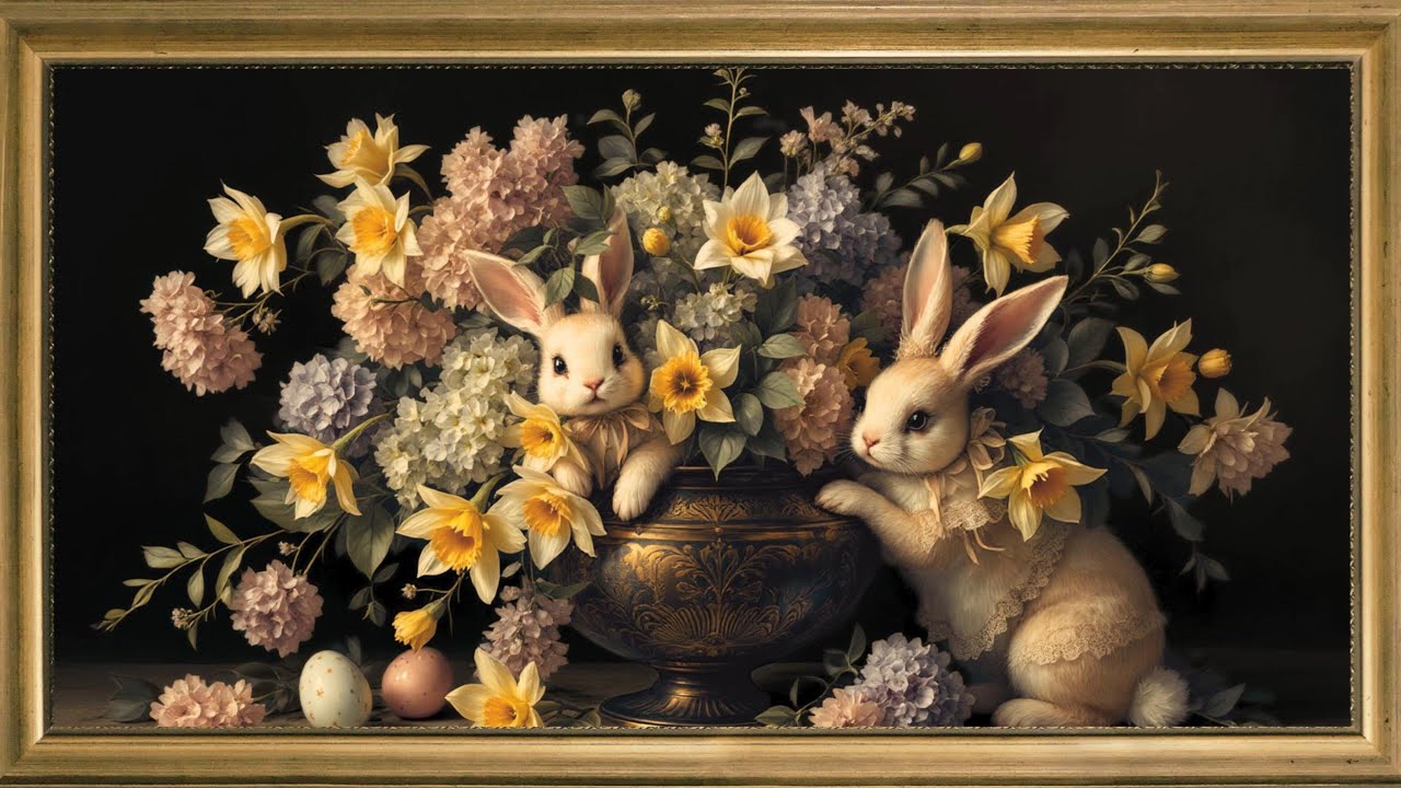 The Hidden Easter in Vintage Floral Art TV: Vintage Spring Flowers Screensaver For Your TV
