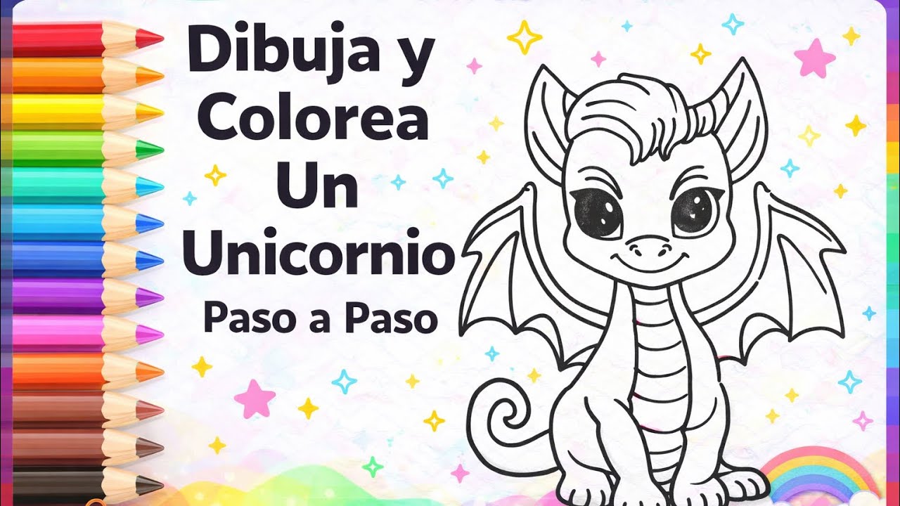 Dibuja y Colorea Un Lindo Unicornio 🦄 Dibujos Para niños 