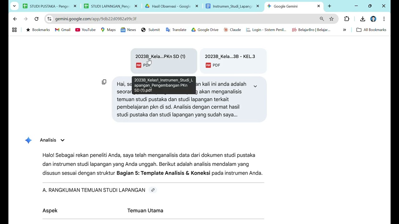 Pemanfaatan AI dalam Analisis Studi Pustaka & Studi Lapangan Pembelajaran PKn di SD
