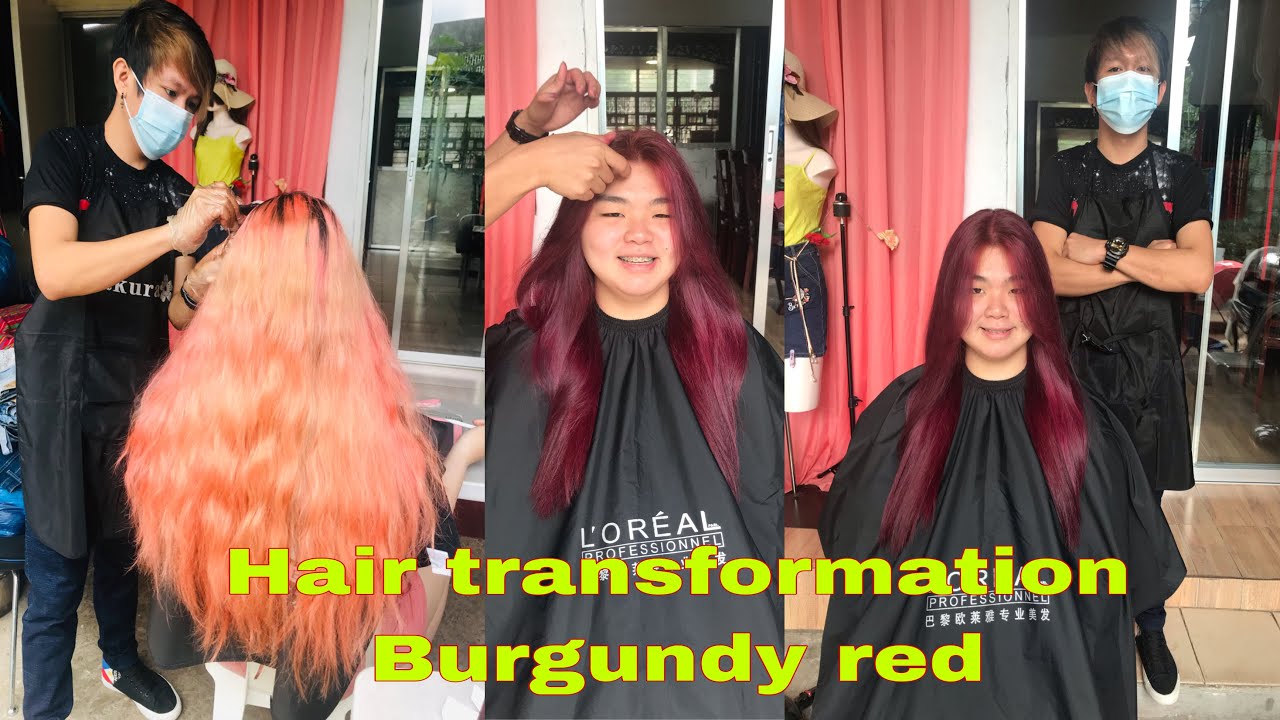 Hair color tutorial burgundy red | Paano magkulay nang buhok home service