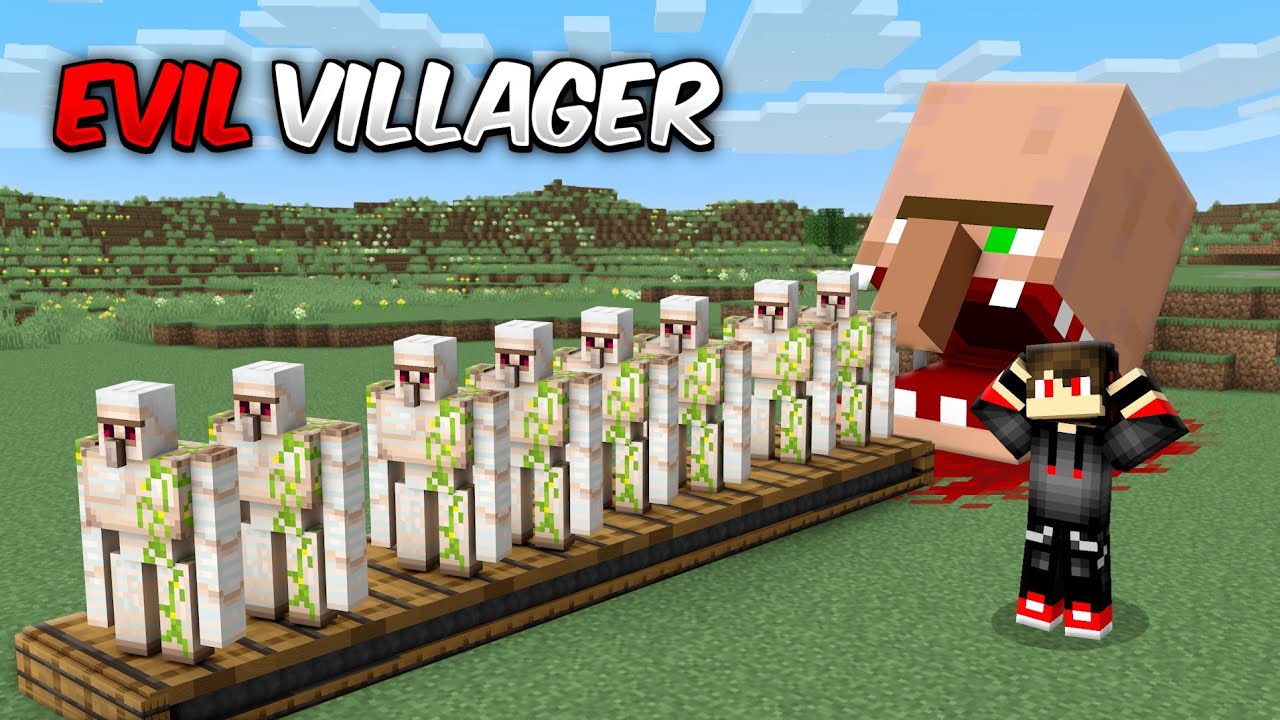Why this EVIL VILLAGER HEAD EATING ALL GOLEMS in Minecraft?