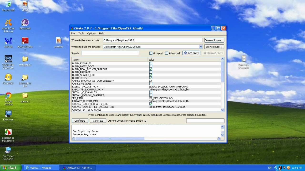Installing OpenCV with Visual Studio 2010 and configuring OpenCV project