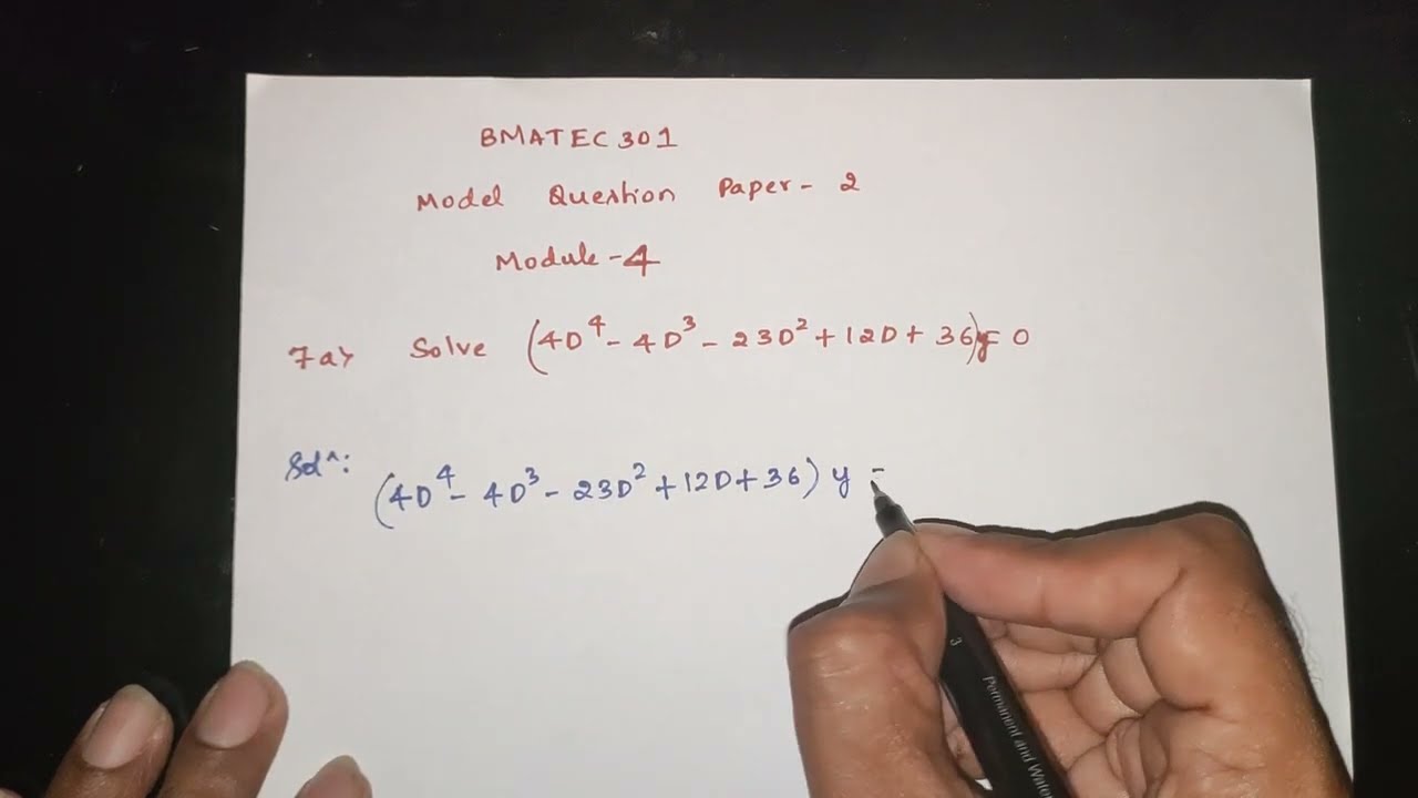 BMATEC301 Module 4 | Model Question Paper 2 ( Q. 7a) | Higher order differential equations |