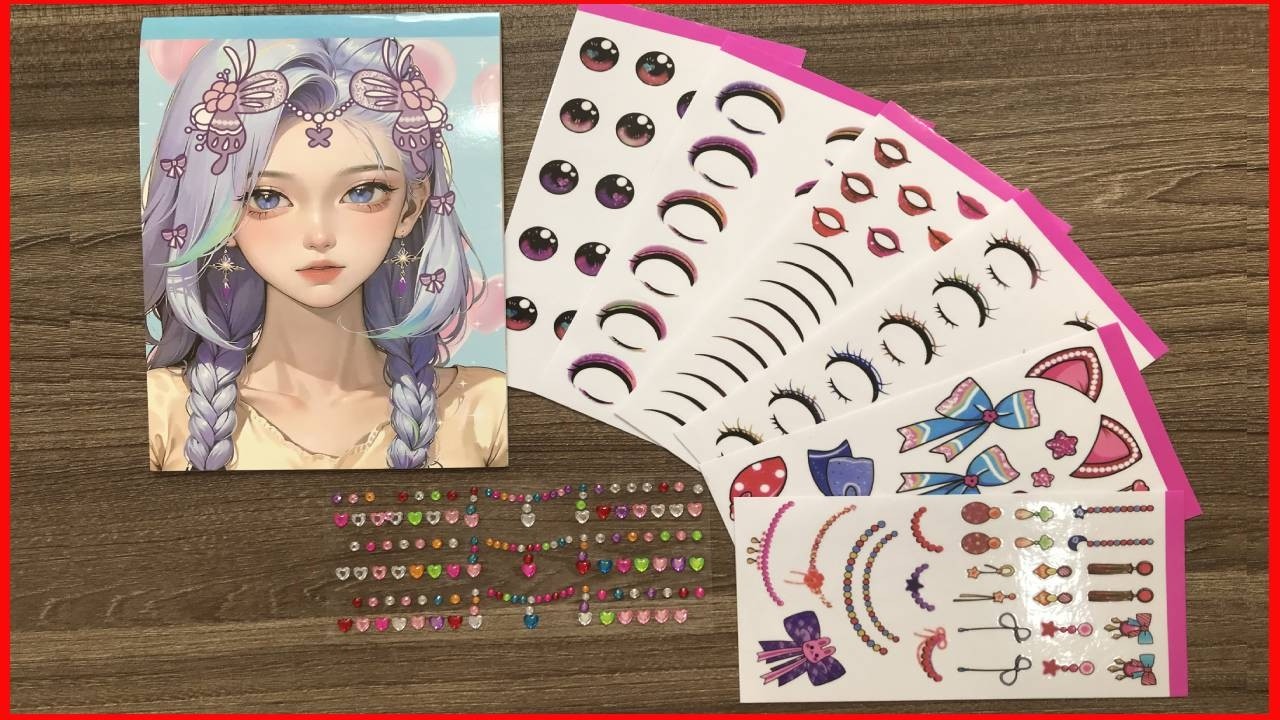 Make A Face Princess Glam Sticker Activity Book - Doll sticker face - Coloring (Chim Xinh channel)