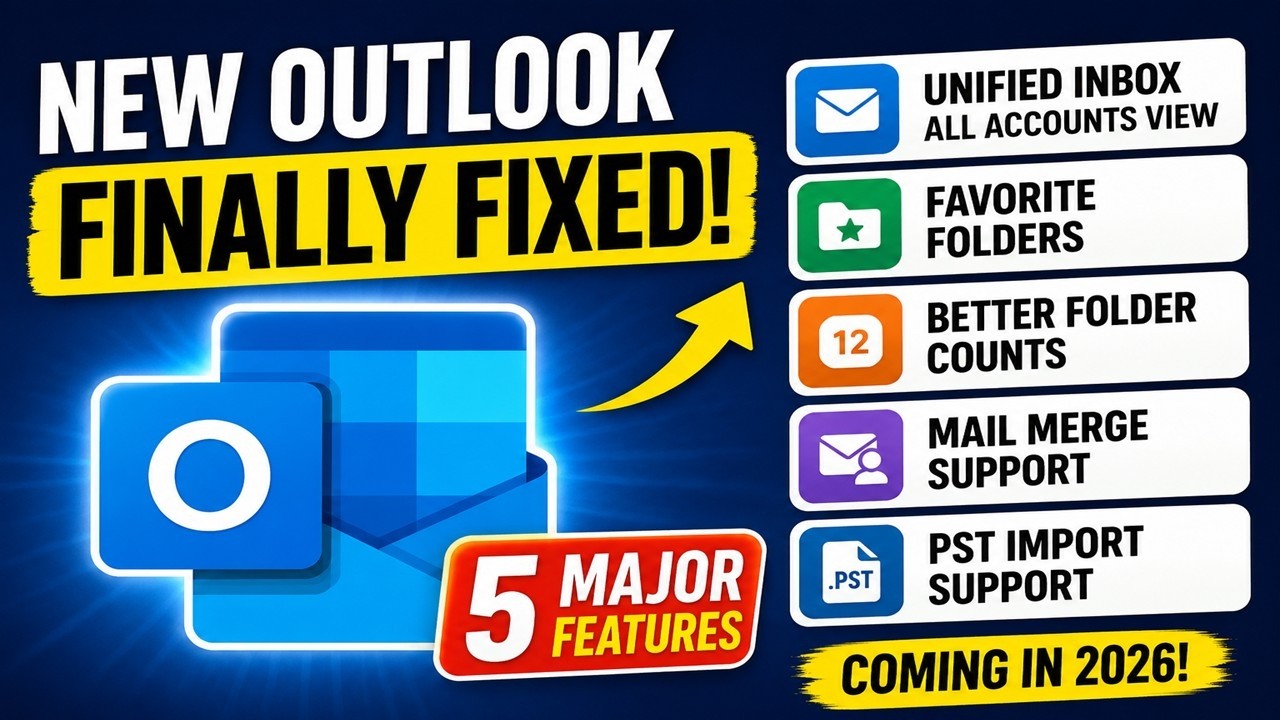 Обновление Outlook 2026: Единый почтовый ящик, PST-файлы и многое другое.