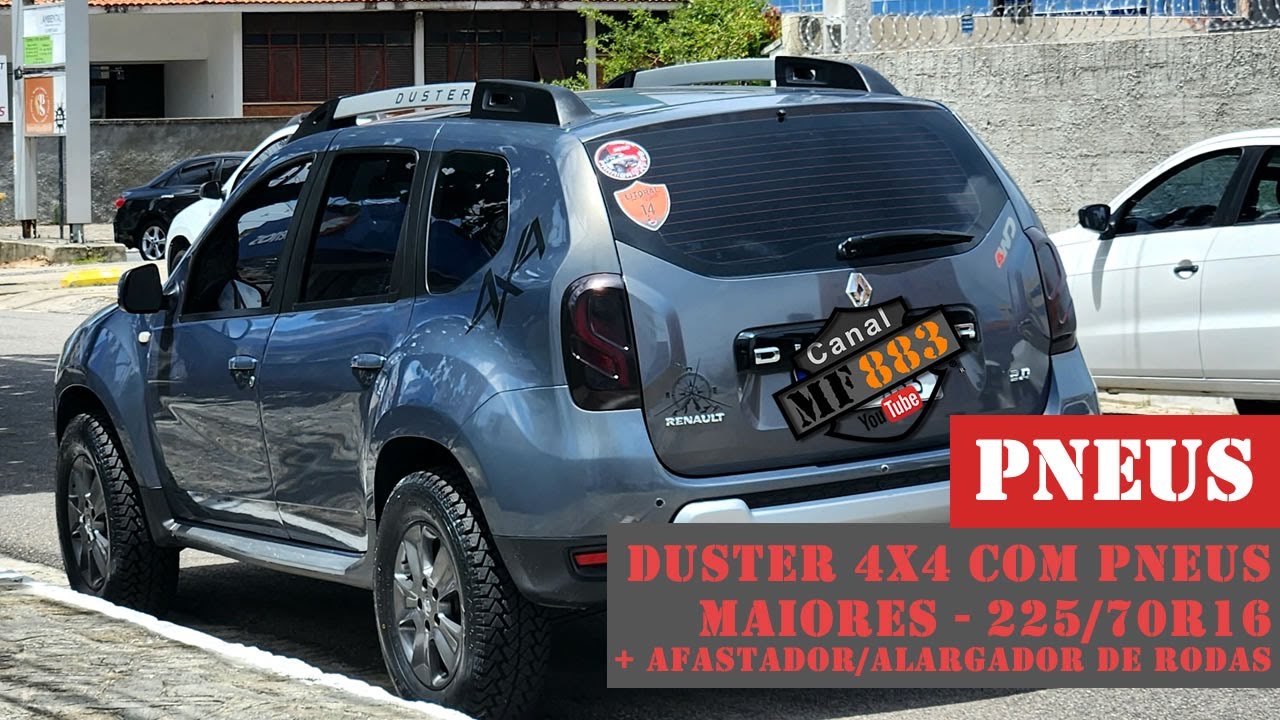 Duster 4x4 com pneus maiores - AT 225/70 R16 + afastrador/afastador de roda! Veja  o Antes e Depois!