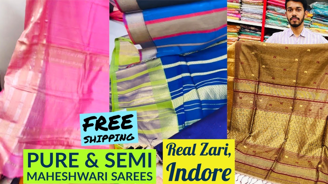 Stunning Maheshwari Saree in Semi, Pure Handloom Kataan Silk, Minakari, Jamdani at Real Zari, Indore