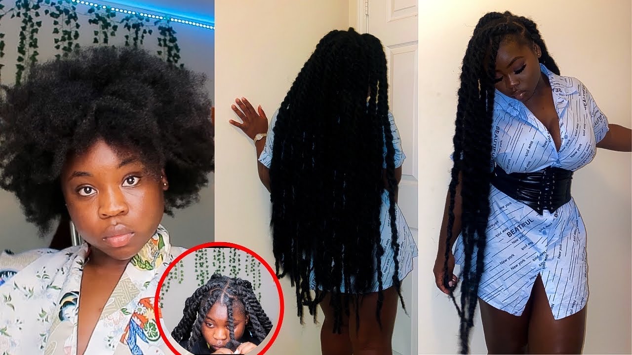 Jumbo Marley Twists Rubber Band Method | DIY Protective Hairstyles for 4C Hair