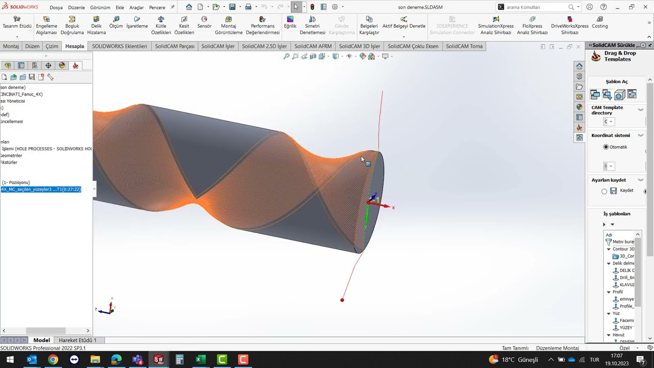 SolidCAM 4x işleme ve stok oluşturma