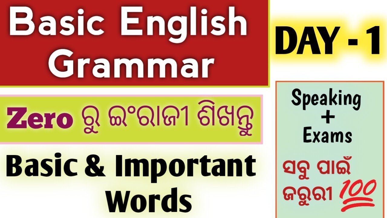 Basic English Grammar Classes Day -1 | Grammar Class in Odia Day -1 | Important Word Meaning