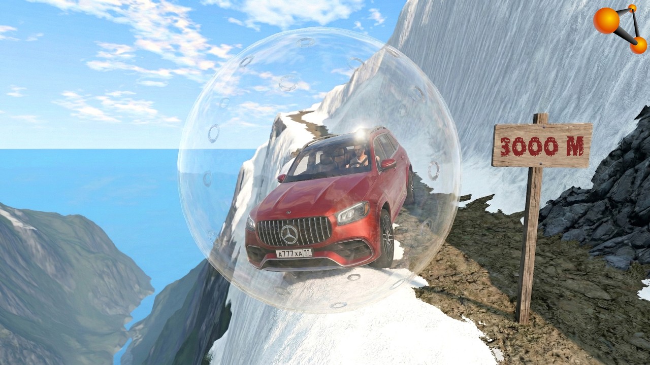 SUPER PROTECTION! CAR in BALL FELL off CLIFF | BeamNG.drive