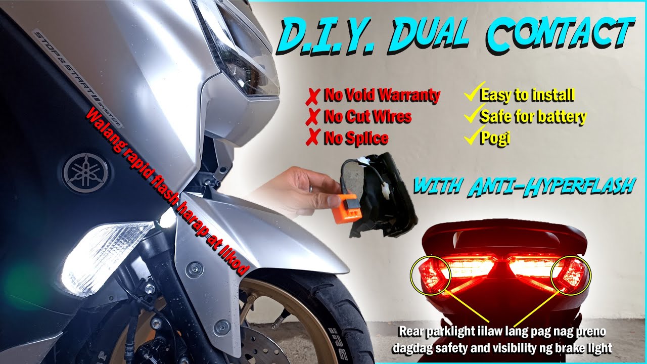 Dual contact for front and tail light with Anti Hyper Flash relay for Nmax v2