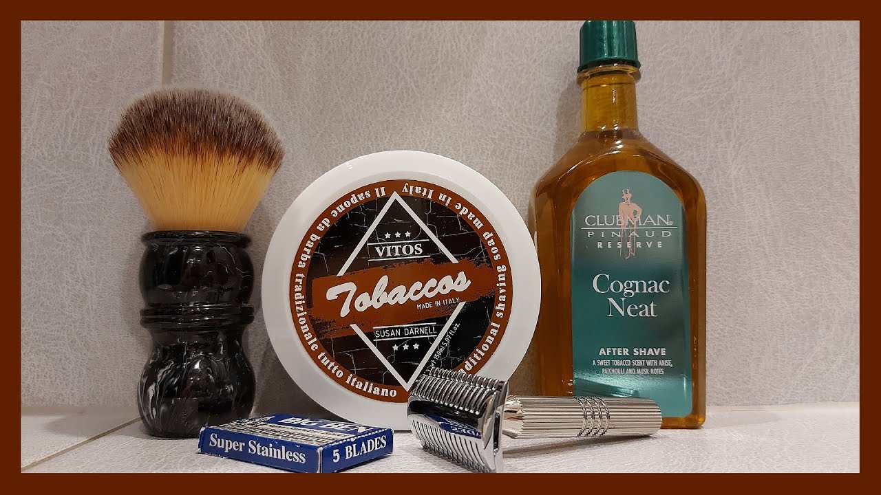 💈 Vitos Tabaccos Shaving Soap, Clubman Pinaud Cognac Neat Aftershave Lotion 💈😎