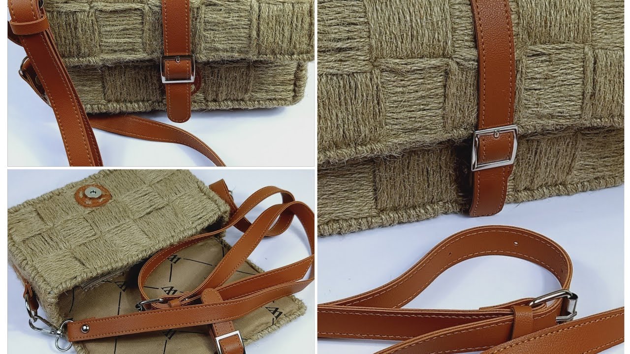 شنطة كروشيه بخيط الخيش بشبك الكنفاه البلاستيك بطريقة جديده _How to crochet Burlap Bag