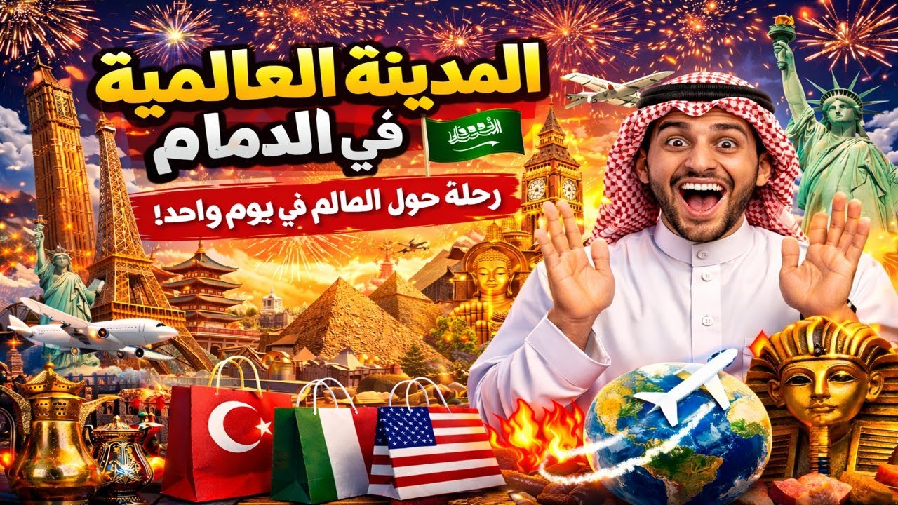 المدينة العالمية في الدمام 🇸🇦 | جولة سياحية حول العالم في يوم واحد! 🌍🔥