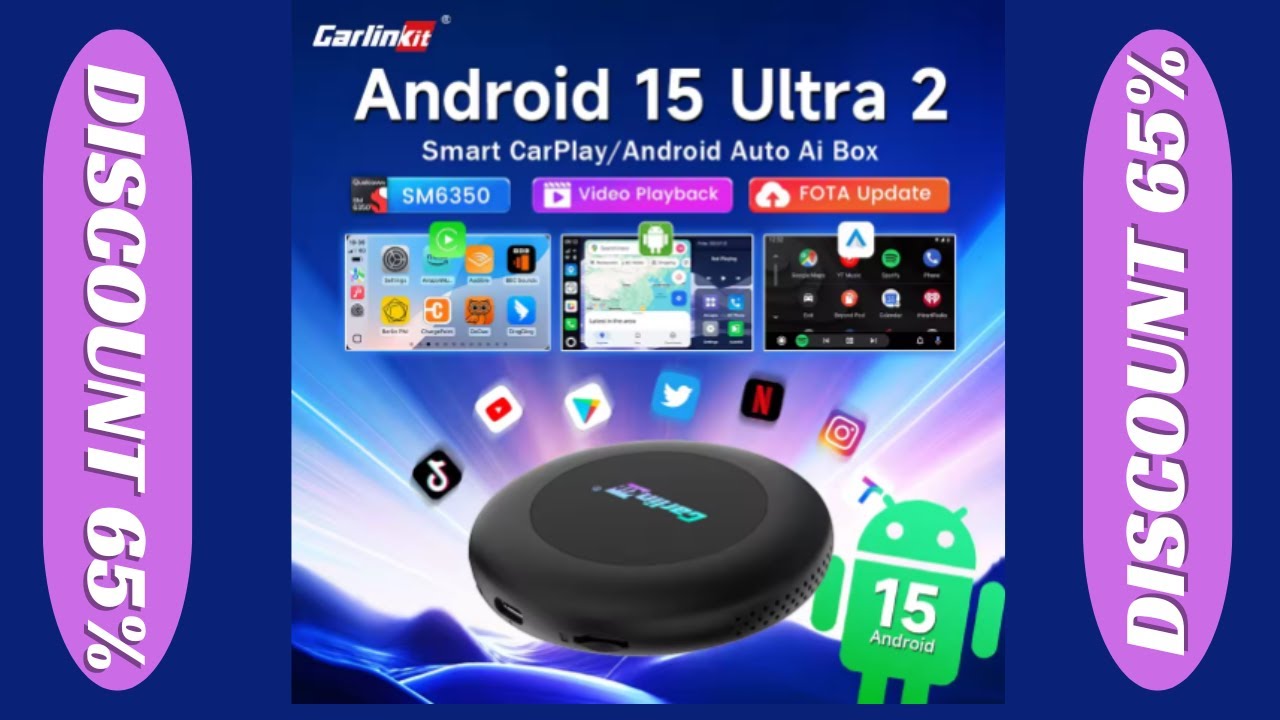 CarlinKit 3 In 1 Android 15 CarPlay Ai Box Wireless Adapter Android Auto Qualcomm SM6350 128GB 8Core