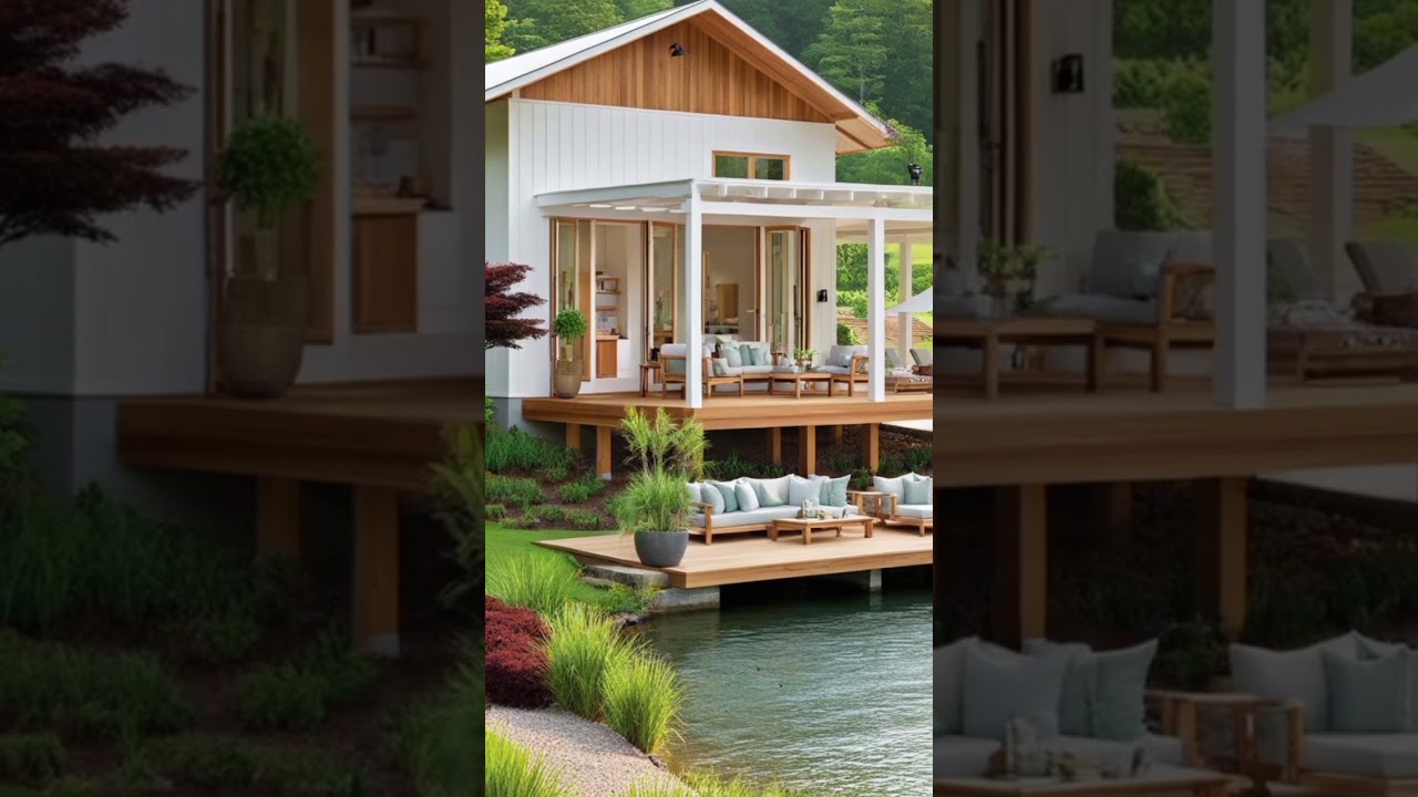 Rumah Modern di Tepi Danau dengan Dek Kayu yang Elegan #nature #garden #home #homedecor #house