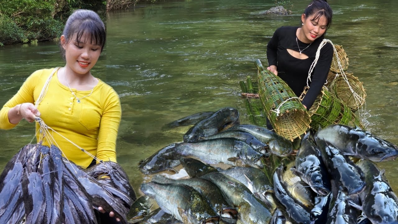 Use bamboo rafts to catch giant fish. Catch huge schools of fish during the heavy flood season