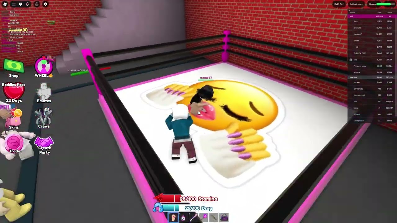 Подвергаться нападениям и драться с ними на ринге в Baddies