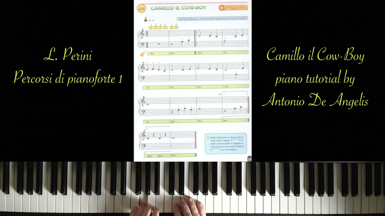 L. Perini - Camillo il Cow-Boy - piano tutorial + score by Antonio De Angelis