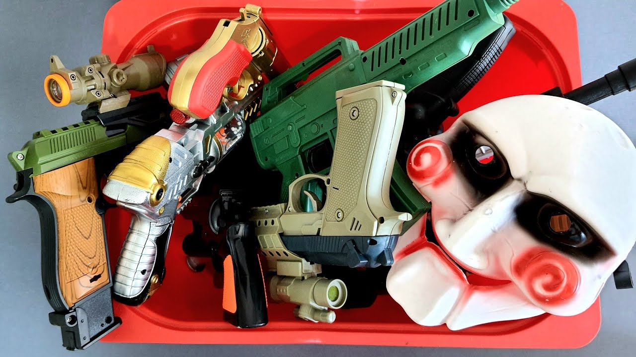 Toy Guns of a Red Box of Saw !!! Silencer Toys Guns