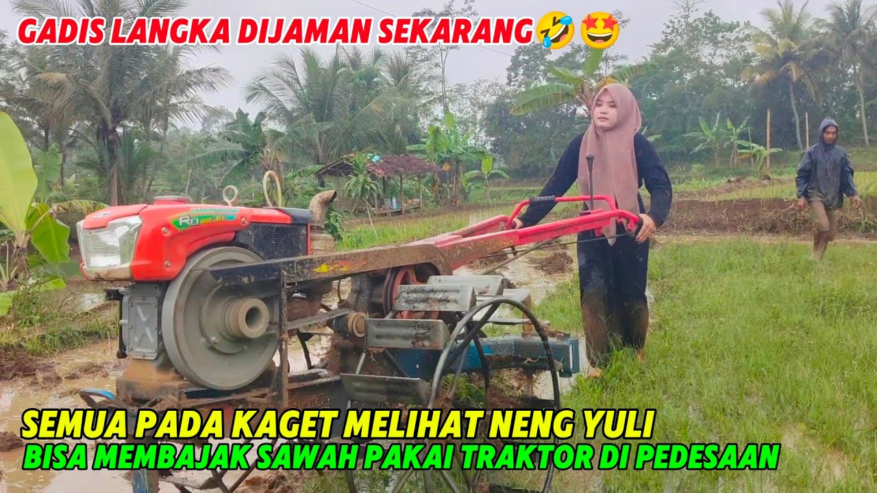 SERU BANGET KALAU BANG ANDRE IKUTAN BARENG NENG YULI BAJAK SAWAH PAKAI TRAKTOR🤣🤩