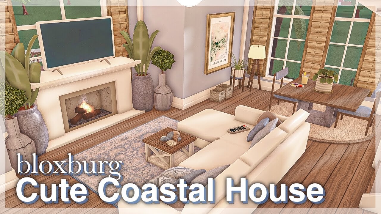 Cute coastal house in Bloxburg | interior + full tour | speedbuild