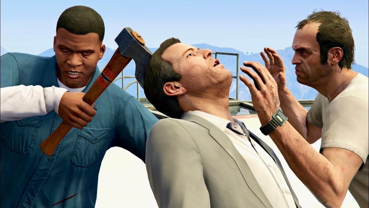 GTA V PC Franklin Kills Trevor And Michael (Editor Rockstar Movie Cinematic Short Film)