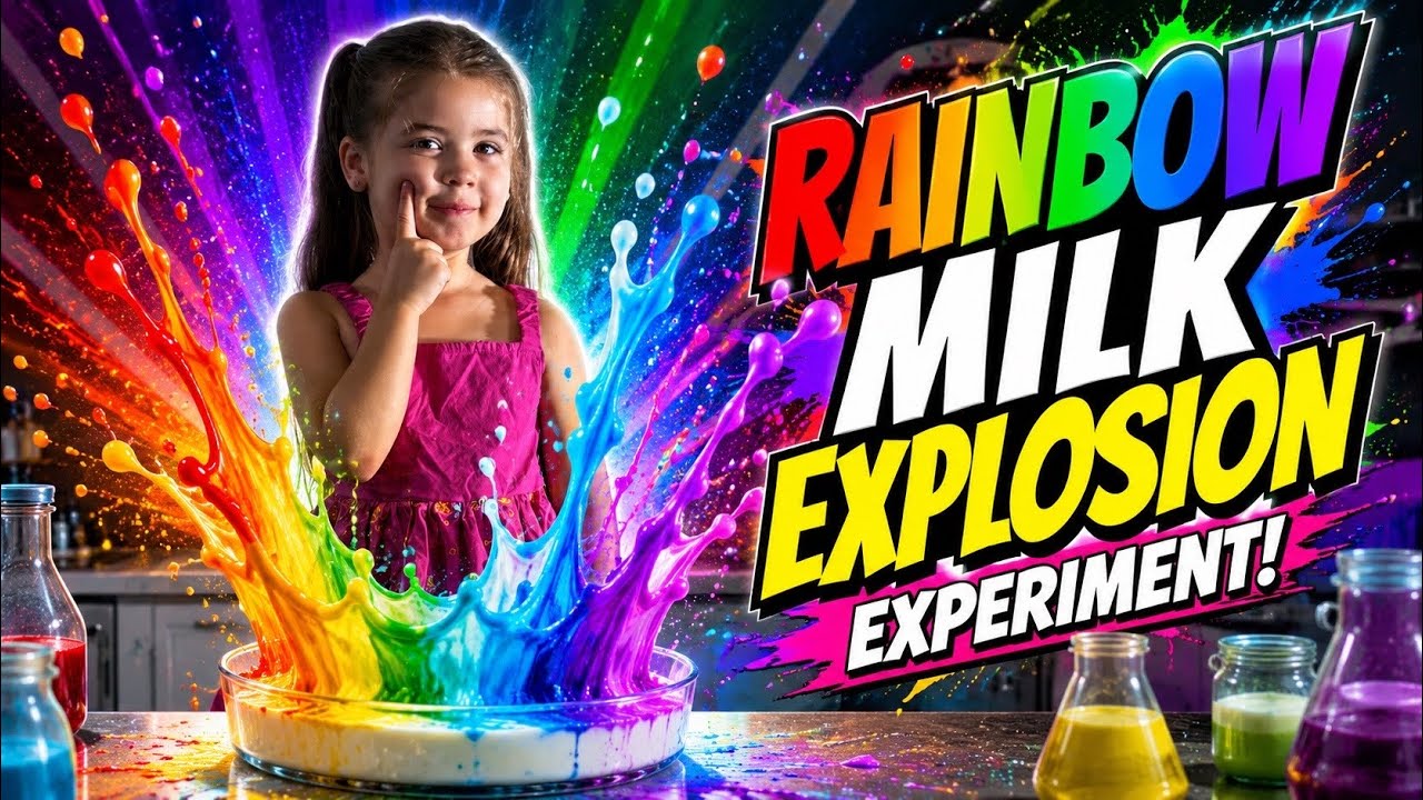 Love Lily 🌈 Rainbow Milk Explosion + Slime Making Fun!