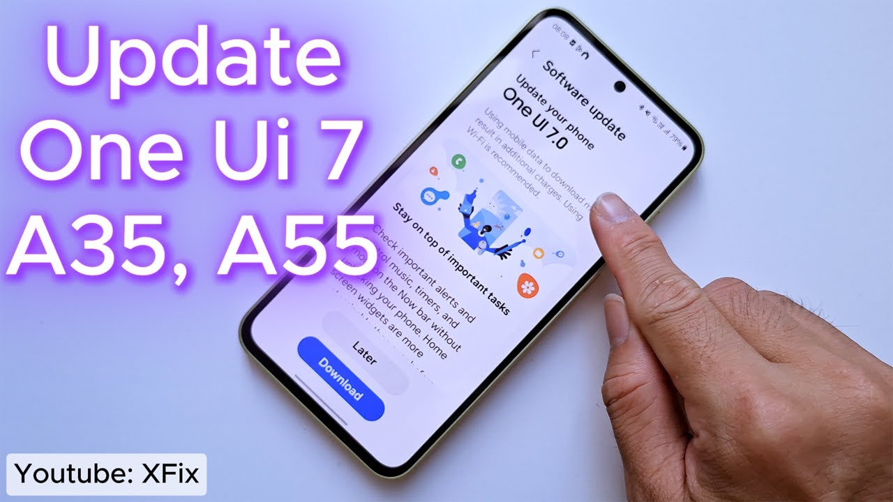 Update One Ui 7 on Samsung A15, A25, A35, A55