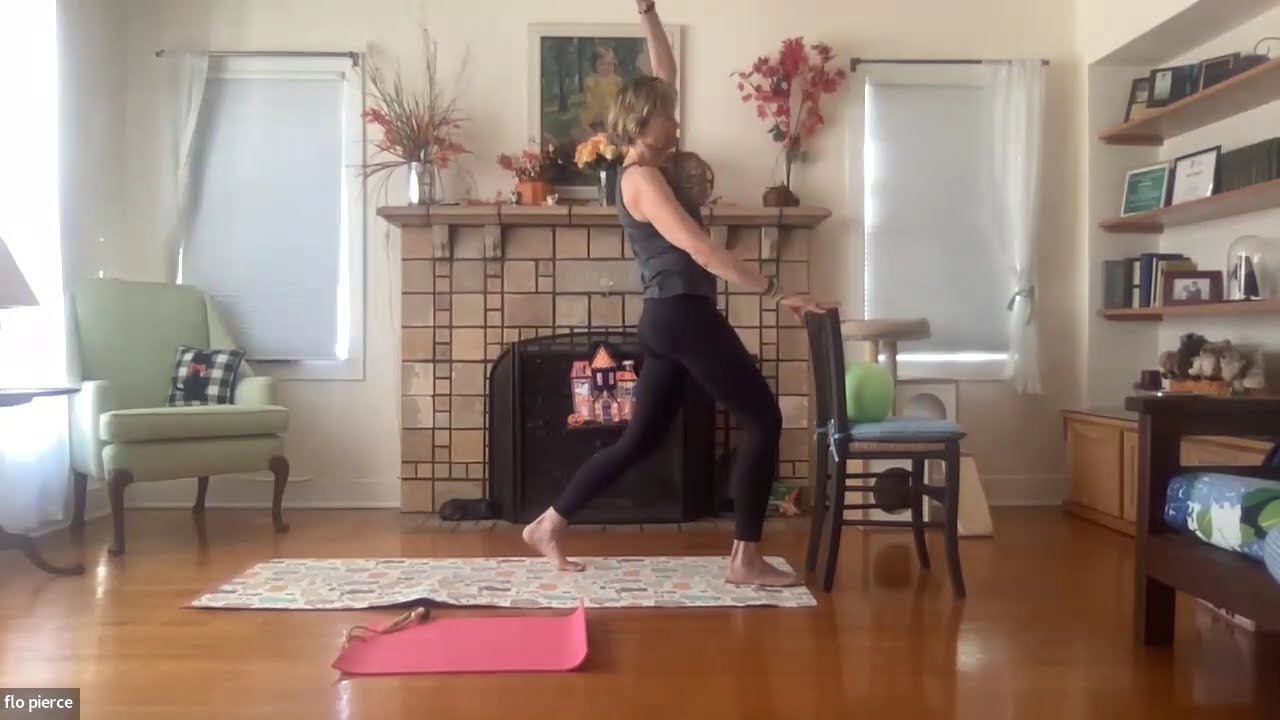 Barre with ball, chair, Nutmeg, and flo