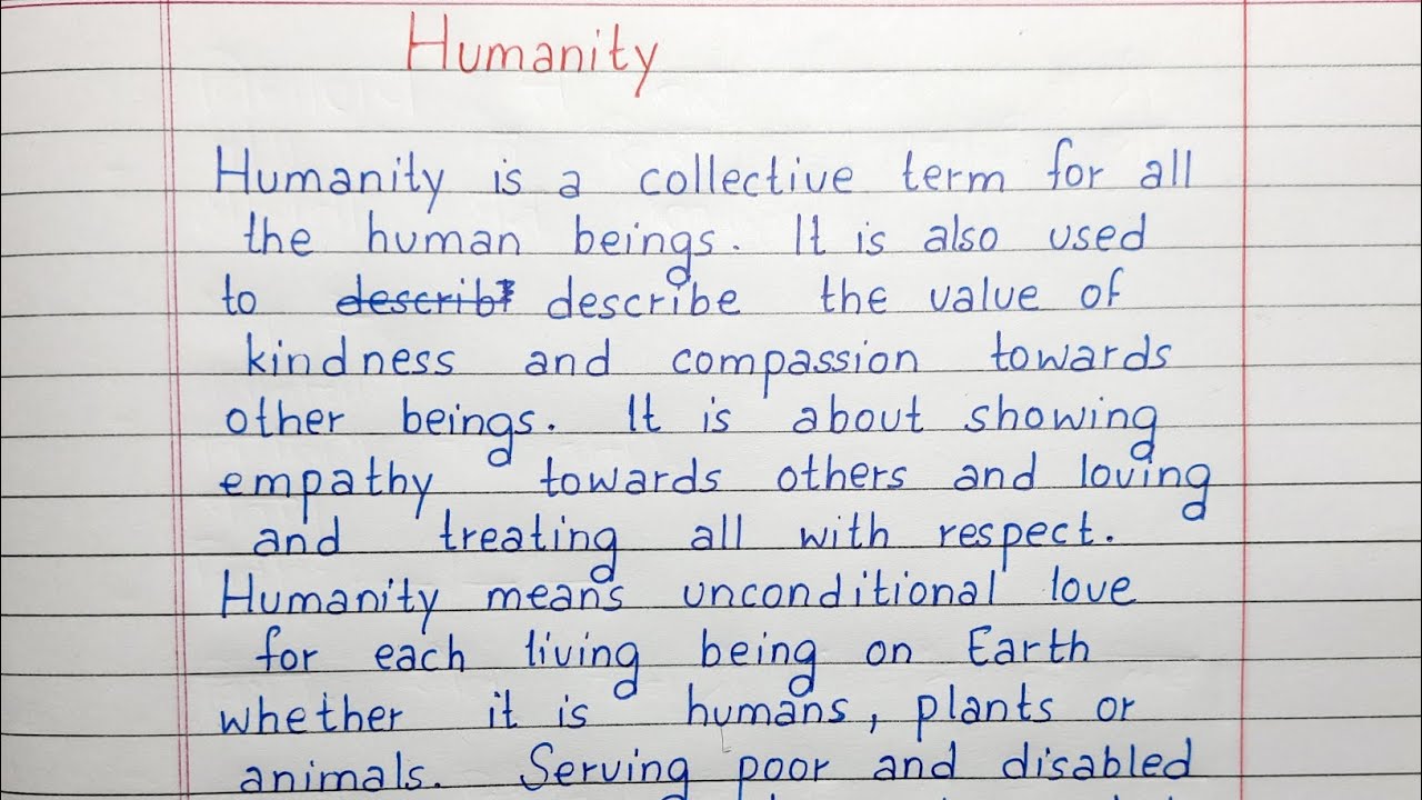 Write a short essay on Humanity | Essay Writing | English