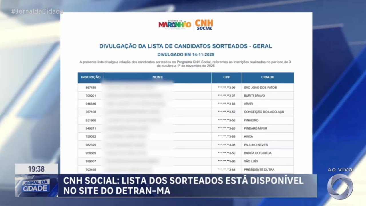 CNH Social: Lista dos sorteados est&aacute; dispon&iacute;vel no site do DETRAN-MA.