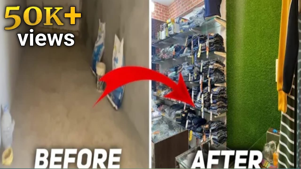 🤩Our Shop Transformation😊| Menswear Interior Design With Bricks wallpaper
