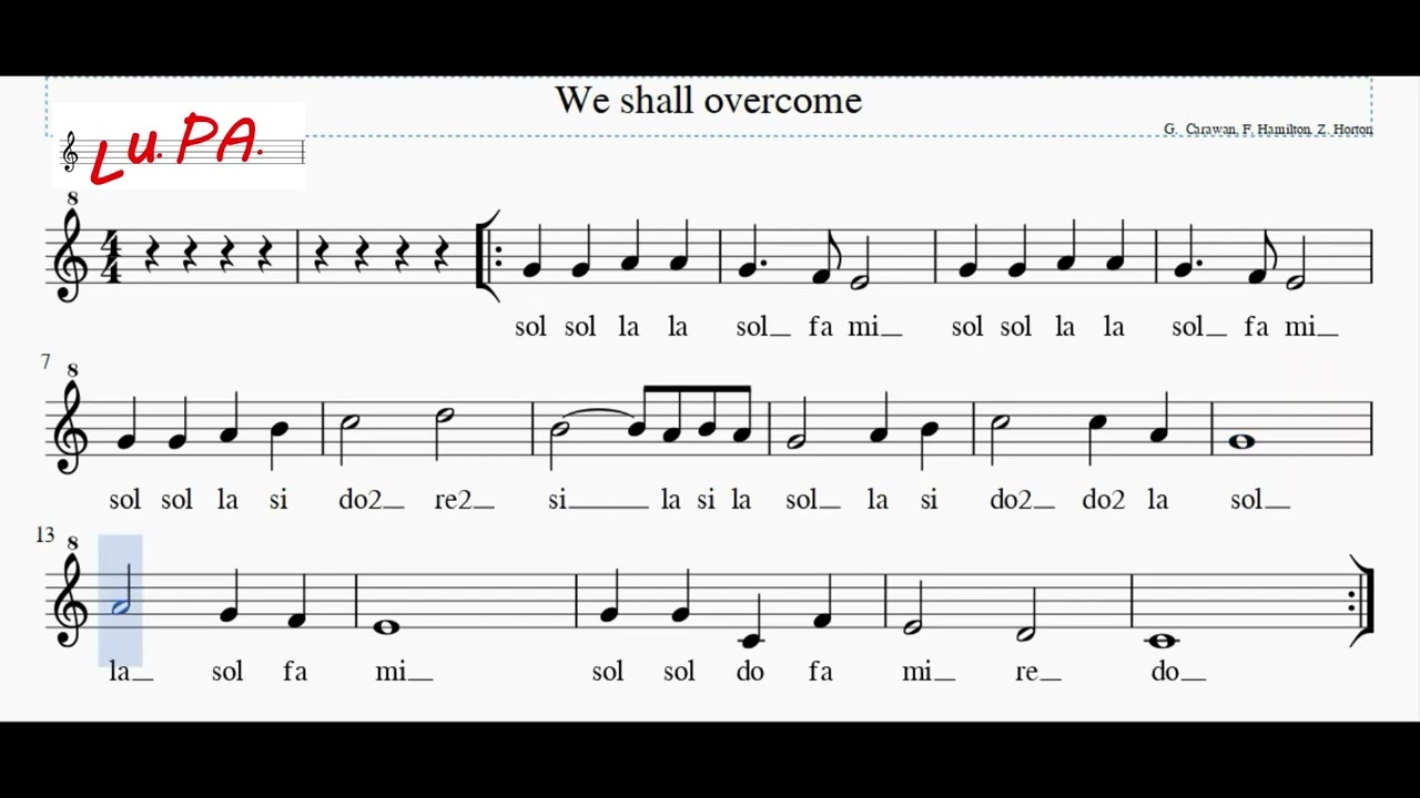 We shall overcome - (la canzone dei diritti civili) - Flauto-Note-Spartito-Karaoke- Instrumental
