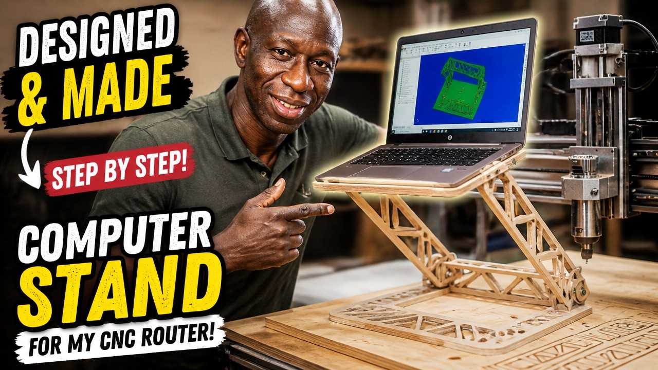 See how I Designed and made this computer stand for my CNC router Step by Step!