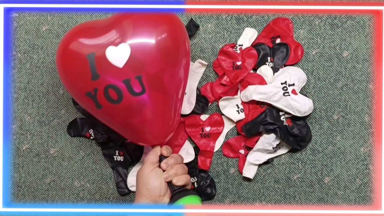 Red, Black & White Heart Balloons ASMR | Hand Pump Inflation & Air Release Sounds