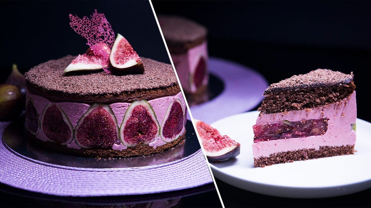 Tort cu Smochine și Mousse de Vișine + Corali decorativi / Fig & Sour Cherry Mousse Cake