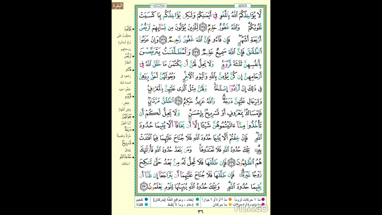 سورة البقرة الصفحة 36| لا يؤاخذكم الله باللغو فى أيمانكم | الآية مكررة بصوت الحصرى
