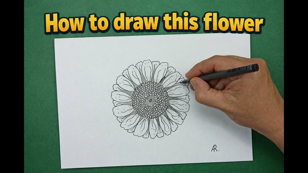 Quick Flower Drawing | Easy Marker Sketch Tutorial 🖊️