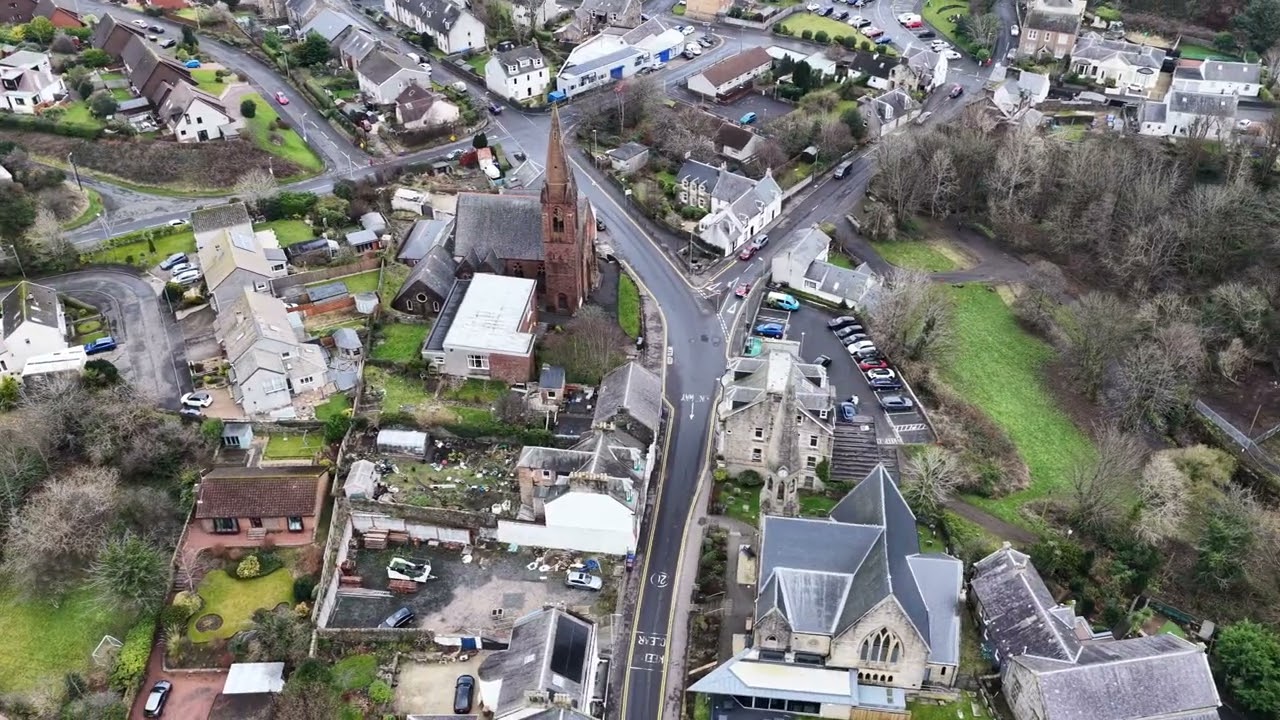 Aerial video: The Barony & Old Parish Church Area West Kilbride.