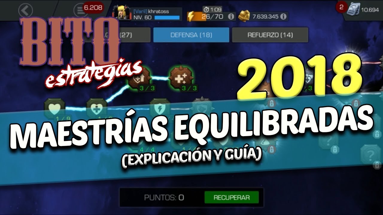 Bito Estrategias: Maestrías Equilibradas 2018 (Explicación y Guía) - Marvel Contest Of Champions